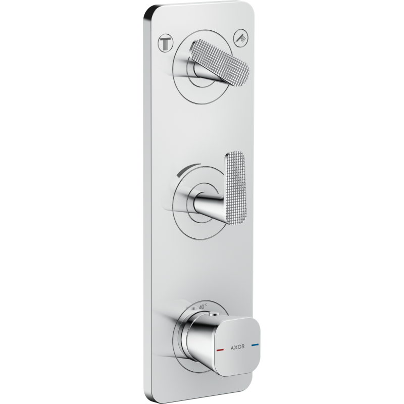 Moduł termostatyczny 380/120 do 2 odbiorników z płytką, podtynkowy, szlif kwadratowy Chrom Citterio C AXOR 49701000