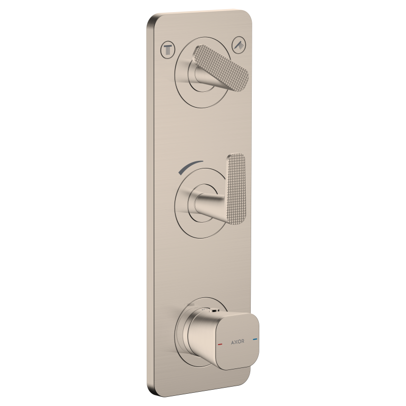 Moduł termo. 380/120 do 2 odbiorników z płytką, podtynkowy, szlif kwadratowy Nikiel Szczotkowany Citterio C AXOR 49701820