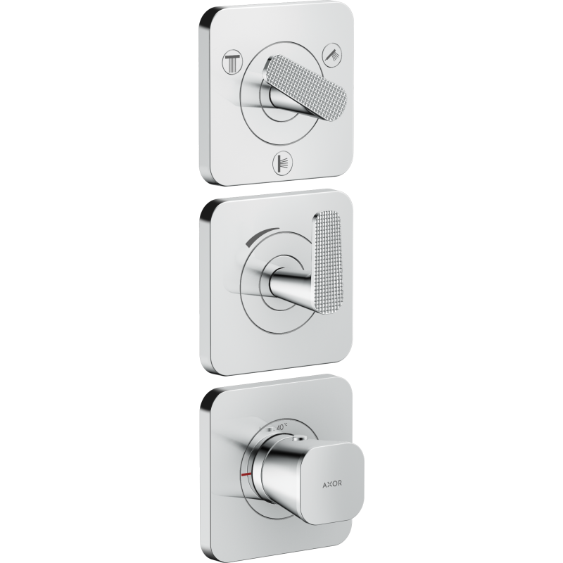 Moduł termostatyczny 380/120 do 3 odbiorników z rozetami, podtynkowy, szlif kwadratowy Chrom Citterio C AXOR 49711000