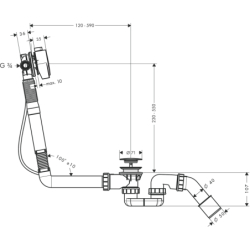 Kompletny syfon wannowy z napełnianiem przez przelew, specjalny Czerwony Złoty Polerowany AXOR 58317300