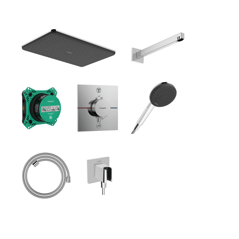System prysznic 210/340 1jet z baterią termostatyczną i iBox universal 2, podtynkowy Chrom Raindance Alive Q HANSGROHE 24620000