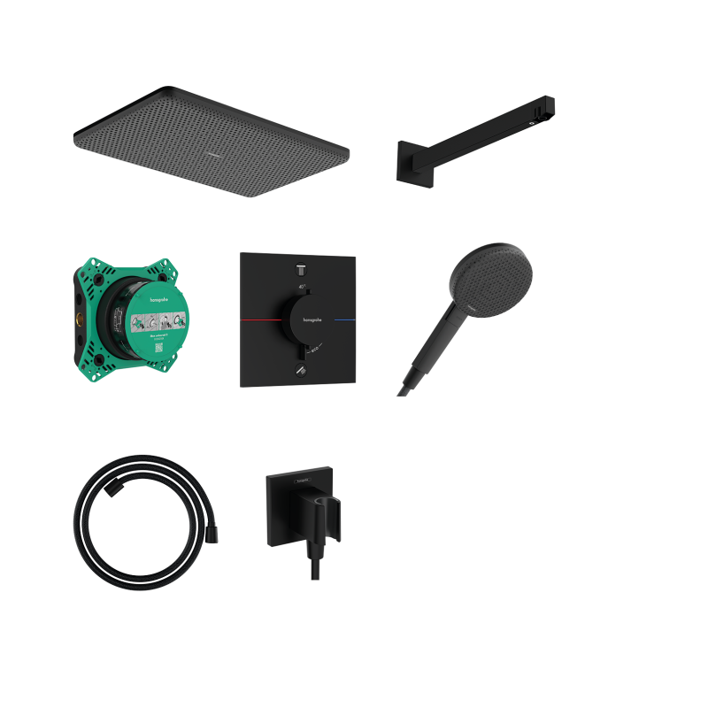 System prysznic 210/340 1jet z baterią termo. i iBox universal 2, podtynkowy Czarny Matowy Raindance Alive Q HANSGROHE 24620670