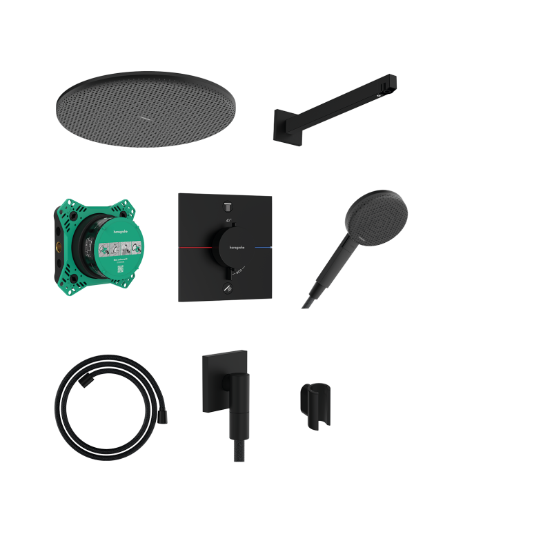 System prysznic 300 1jet z baterią termo. i iBox universal 2, podtynkowy Czarny Matowy Raindance Alive S HANSGROHE 24630670