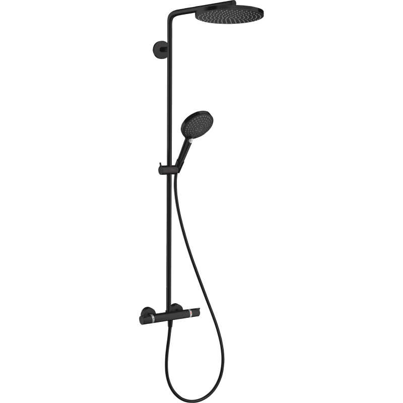 Komplet prysznicowy 240 1jet PowderRain, EcoSmart z termostatem Czarny Matowy Raindance S HANSGROHE 28823670