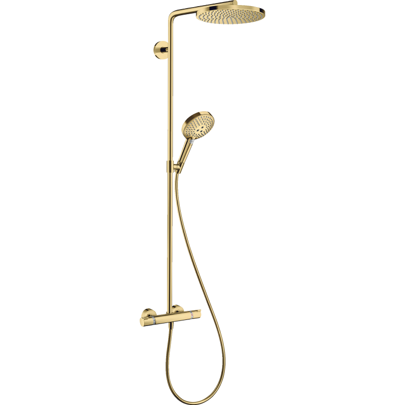 Komplet prysznicowy 240 1jet PowderRain, EcoSmart+ z termostatem Złoty Optyczny Polerowany Raindance S HANSGROHE 28825990
