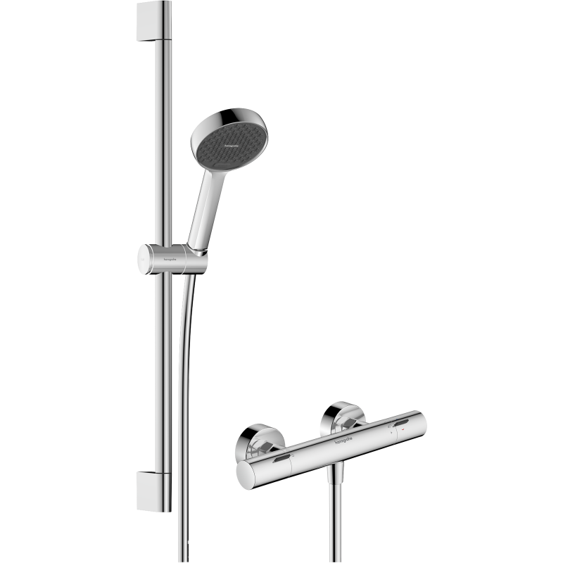 System prysznic 95 2jet EcoSmart z drążkiem 65 cm i termo. Ecostat Fine, natynkowy Chrom Activera Select S HANSGROHE 28876000