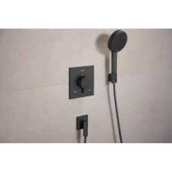 Przyłącze węża z zaworem zwrotnym, kwadratowe Czarny Chrom Szczotkowany FixFit Fine E HANSGROHE 28883340