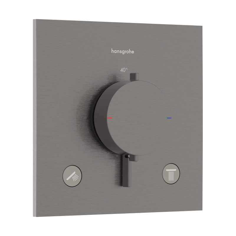 Bateria termostatyczna do 2 odbiorników, podtynkowa Czarny Chrom Szczotkowany Ecostat Comfort E HANSGROHE 33711340