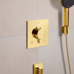 Bateria termostatyczna do 2 odbiorników, podtynkowa Złoty Optyczny Polerowany Ecostat Comfort E HANSGROHE 33711990