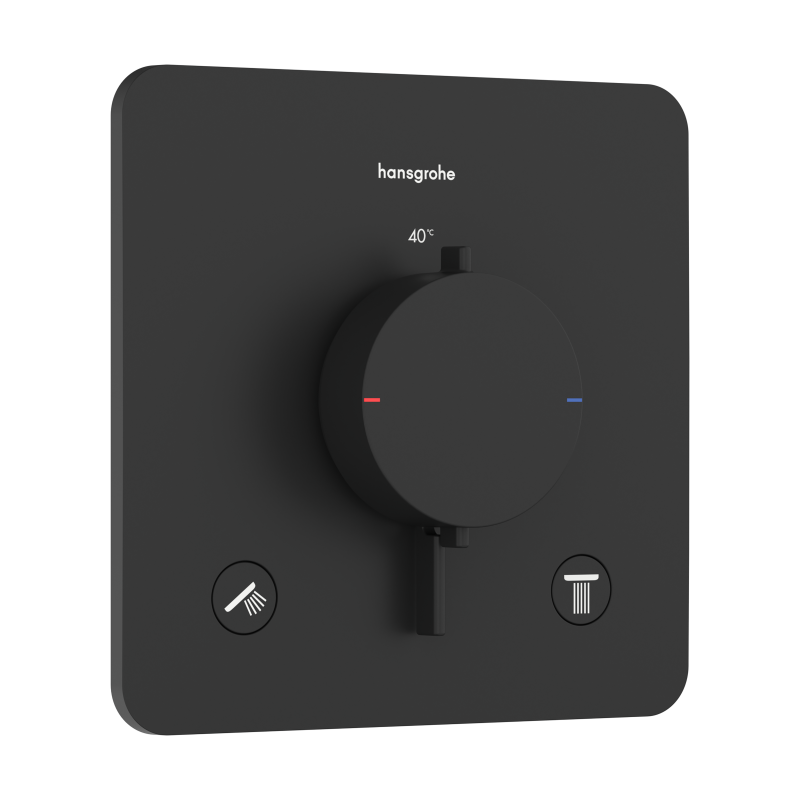 Bateria termostatyczna do 2 odbiorników, podtynkowa Czarny Matowy Ecostat Comfort Q HANSGROHE 33713670