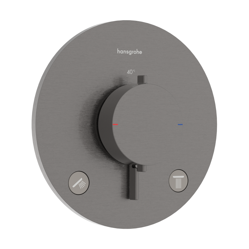 Bateria termostatyczna do 2 odbiorników, podtynkowa Czarny Chrom Szczotkowany Ecostat Comfort S HANSGROHE 33715340