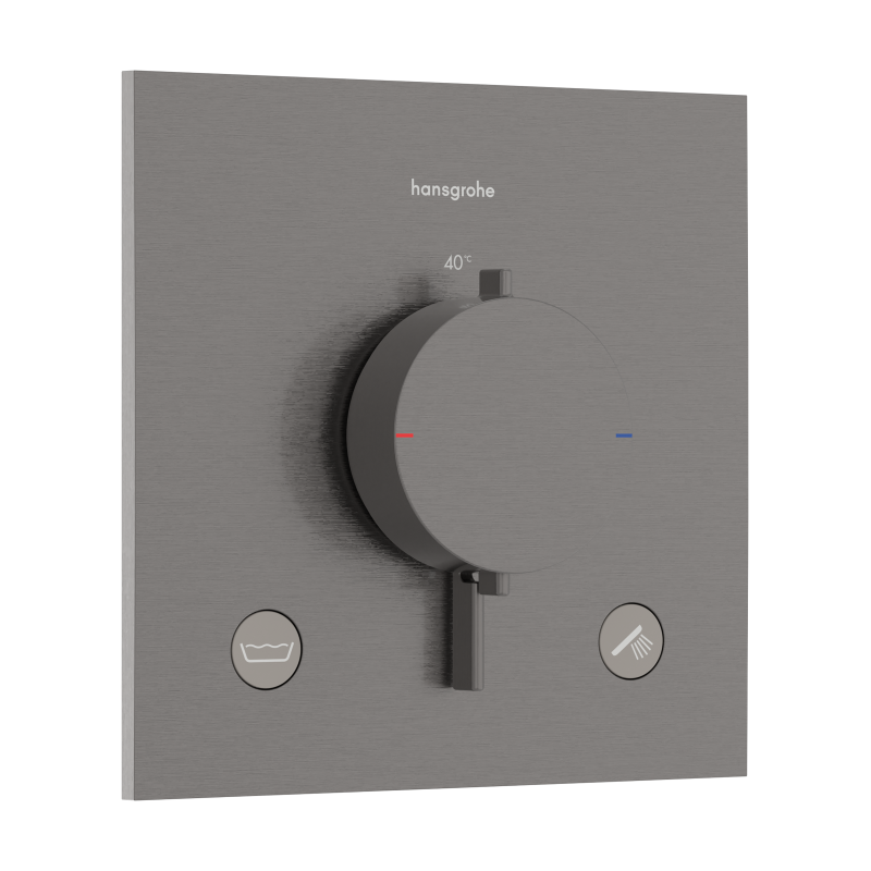 Bateria termostatyczna do 2 odbiorników, podtynkowa Czarny Chrom Szczotkowany Ecostat Comfort E HANSGROHE 33716340