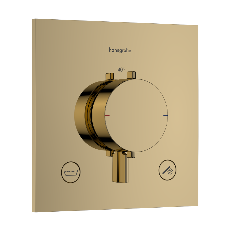 Bateria termostatyczna do 2 odbiorników, podtynkowa Złoty Optyczny Polerowany Ecostat Comfort E HANSGROHE 33716990
