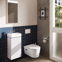 Szafka pod małą umywalkę wiszącą z drzwiami lewymi 340/240 Biały Matowy Xilesa E HANSGROHE 54243700