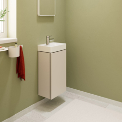 Szafka pod małą umywalkę wiszącą z drzwiami lewymi 340/240 Piaskowy Beż Matowy Xilesa E HANSGROHE 54243780