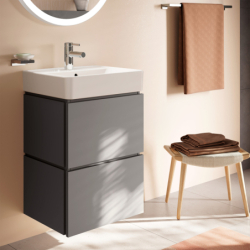 Szafka pod małą umywalkę wiszącą z 2 szufladami 480/380 Szary Łupek Matowy Xilesa E HANSGROHE 54248760