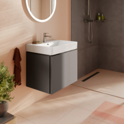 Szafka pod umywalkę wiszącą z 1 szufladą 630/470 Szary Łupek Matowy Xilesa E HANSGROHE 54255760