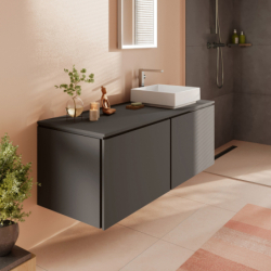 Szafka pod umywalkę wpuszczaną w blat/nablatową z 2 szufladami 1375/550 Szary Łupek Matowy Xilesa E HANSGROHE 54268760