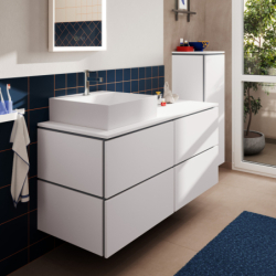 Blat 1375/550 z wycięciem po lewej stronie pod umywalkę wpuszczaną, szlifowaną Biały Matowy Xilesa E HANSGROHE 54272700