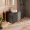 Blat 780/550 z wycięciem na środku pod umywalkę nablatową bez otworu na baterię Szary Łupek Matowy Xilesa E HANSGROHE 54275760