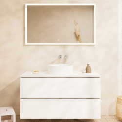 Blat 1180/550 z wycięciem na środku pod umywalkę nablatową bez otworu na baterię Biały Matowy Xilesa E HANSGROHE 54277700