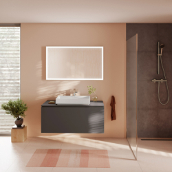 Blat 1180/550 z wycięciem na środku pod umywalkę nablatową bez otworu na baterię Szary Łupek Matowy Xilesa E HANSGROHE 54277760