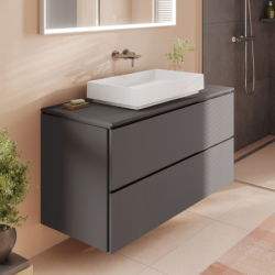 Blat 1180/550 z wycięciem na środku pod umywalkę nablatową bez otworu na baterię Szary Łupek Matowy Xilesa E HANSGROHE 54277760