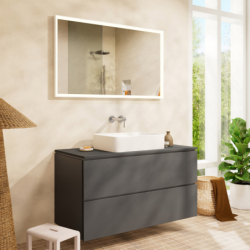 Blat 1180/550 z wycięciem na środku pod umywalkę nablatową bez otworu na baterię Szary Łupek Matowy Xilesa E HANSGROHE 54277760