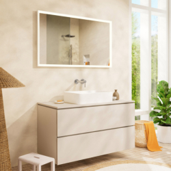 Blat 1180/550 z wycięciem na środku pod umywalkę nablatową bez otworu na baterię Piaskowy Beż Matowy Xilesa E HANSGROHE 54277780