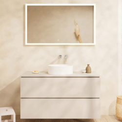 Blat 1180/550 z wycięciem na środku pod umywalkę nablatową bez otworu na baterię Piaskowy Beż Matowy Xilesa E HANSGROHE 54277780