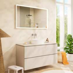 Blat 1180/550 z wycięciem na środku pod umywalkę nablatową bez otworu na baterię Piaskowy Beż Matowy Xilesa E HANSGROHE 54277780