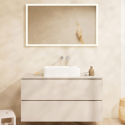 Blat 1180/550 z wycięciem na środku pod umywalkę nablatową bez otworu na baterię Piaskowy Beż Matowy Xilesa E HANSGROHE 54277780