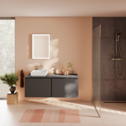 Blat 1375/550 z wycięciem po lewej stronie pod umyw nablat bez otworu na baterię Szary Łupek Matowy Xilesa E HANSGROHE 54278760
