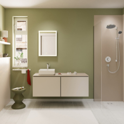 Blat 1375/550 z wycięciem po lewej stronie pod umyw nablat bez otworu na baterię Piaskowy Beż Matowy Xilesa E HANSGROHE 54278780