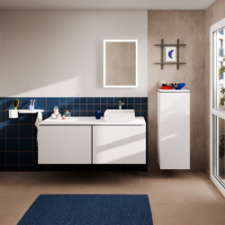 Blat 1375/550 z wycięciem po prawej stronie pod umyw nablat bez otworu na baterię Biały Matowy Xilesa E HANSGROHE 54279700