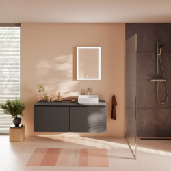 Blat 1375/550 z wycięciem po prawej stronie pod umyw nablat bez otworu na baterię Szary Łupek Matowy Xilesa E HANSGROHE 54279760