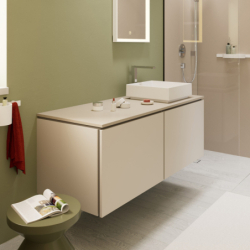 Blat 1375/550 z wycięciem po prawej stronie pod umyw nablat bez otworu na baterię Piaskowy Beż mat Xilesa E HANSGROHE 54279780