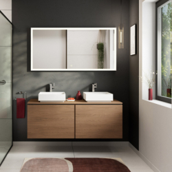 Blat 1375/550 z wycięciami pod 2 umywalki nablatowe bez otworu na baterię null Xilesa E HANSGROHE 54280550