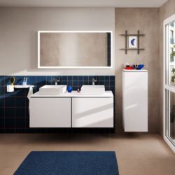 Blat 1375/550 z wycięciami pod 2 umywalki nablatowe bez otworu na baterię Biały Matowy Xilesa E HANSGROHE 54280700