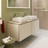 Blat 1375/550 z wycięciami pod 2 umywalki nablatowe bez otworu na baterię Piaskowy Beż Matowy Xilesa E HANSGROHE 54280780