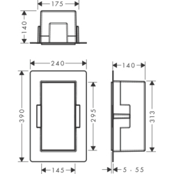 Wnęka ścienna z koszem na śmieci i drzwiczkami do wyłożenia płytkami 300/150/140 Czarny mat XtraStoris Rock HANSGROHE 56063670