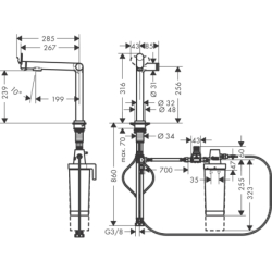 FilterSystem 240 1jet, zestaw startowy Stal Szlachetna Finish Aqittura M91 HANSGROHE 76802800