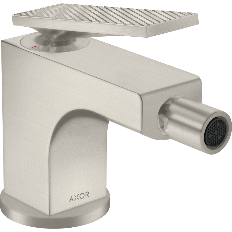 Jednouchwytowa bateria bidetowa z kompletem odpływowym z cięgłem, cięcie rombowe Stal Szlachetna Optyczna Citterio AXOR 39201800