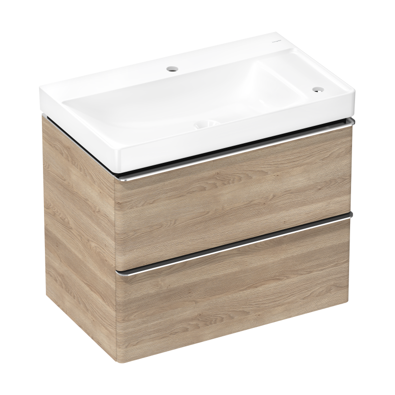 Zestaw umywalka wisząca z półką po prawej stronie z szafką z 2 szufladami 780/475, Naturalny Dąb Xelu Q HANSGROHE 54382000