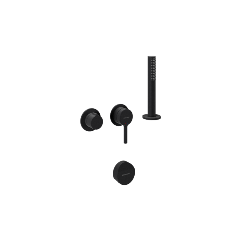 Pi Zestaw prysznicowo-wannowy podtynkowy, 2 funkcyjny, Dry Box, syfon Hover, czarny mat EXCELLENT AREX.1244.K.06BL