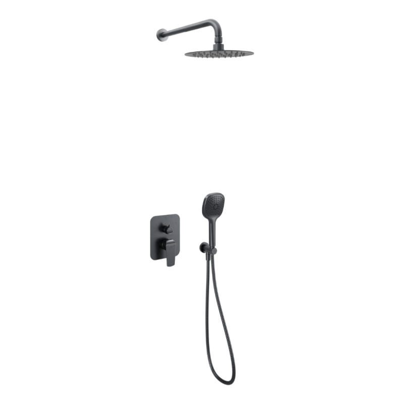 Clever 2.0 zestaw prysznic-wanna podtynkowy z deszczownicą 25 cm, 3 funkcyjny, grafit szczotkowany EXCELLENT AREX.SET.4147AB