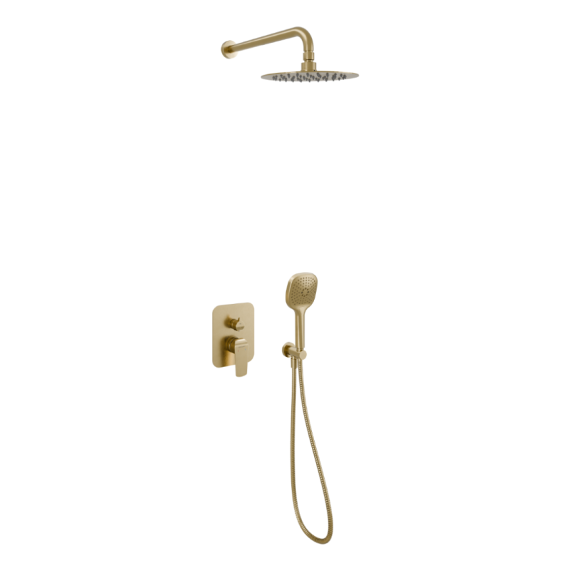 Clever 2.0 zestaw prysznicowo-wannowy podtynkowy z deszczownicą 25 cm, 3 funkcyjny, złoty szczotkowany EXCELLENT AREX.SET.4147GB