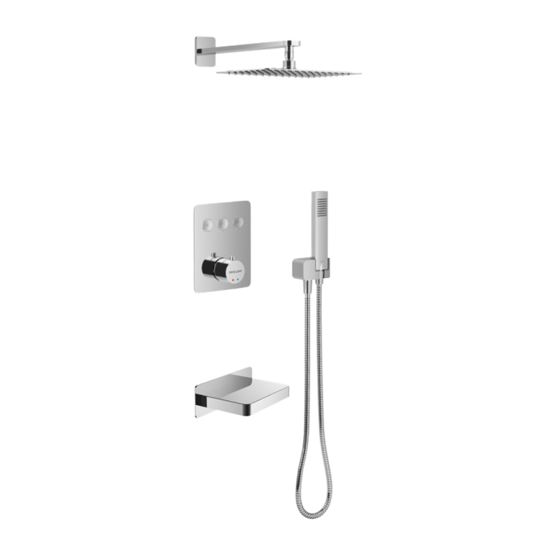 Krotos zestaw prysznic-wanna bateria podtynkowa, 3 funkcyjna, termostat, wylewka kaskadowa, chrom EXCELLENT AREX.SET.8047CR