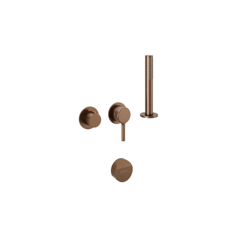 Pi Zestaw prysznicowo-wannowy podtynkowy, 2 funkcyjny, Dry Box, syfon Hover, miedziany szczotkowany EXCELLENT AREX.1244.K.06CB