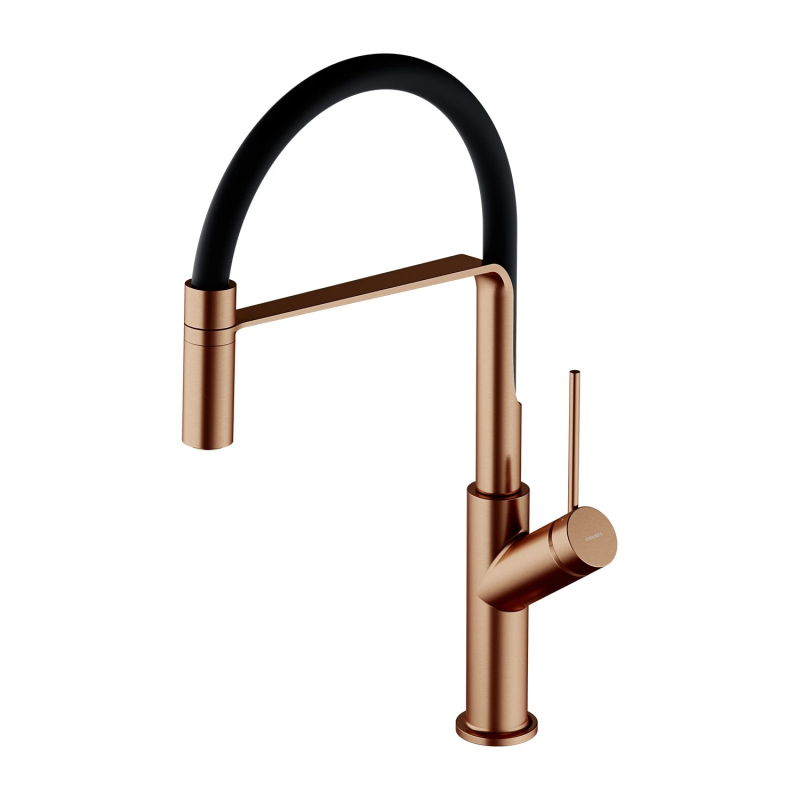 Bateria kuchenna z wyciąganą wylewką, miedź szczotkowana/czarny mat Vita OMNIRES VI6350BLCPB